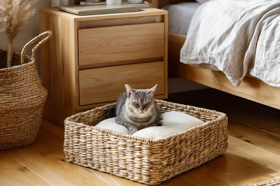 Cozy Basket with Pom Poms