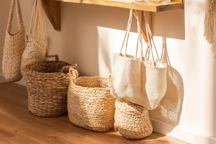 Cozy Basket with Pom Poms